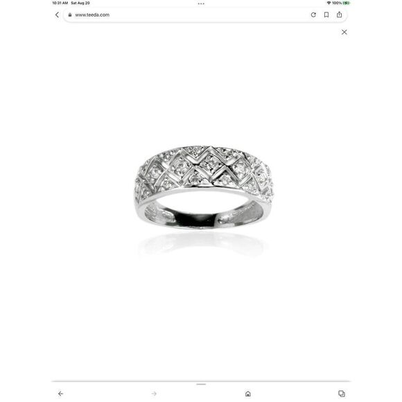 Lovely New .925 Sterling Sim Diamond Lattice Design Band Ring Sz 8 - Picture 5 of 5